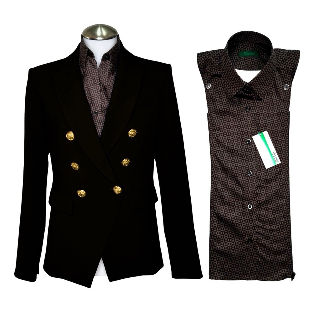 $180 NWT Dickey Compatible with VERONICA BEARD Blazers Button Down Shirt Brown